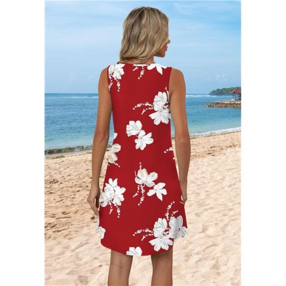 Womens Summer Dresses 2025 Loose V Neck Sleeveless Dress Sundresses - Picture 5 of 7